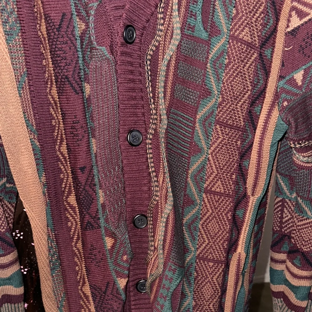 Cotton On Men's Burgundy and Teal Cardigan - Picture 3 of 3